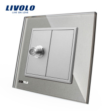 Kostenloser Versand Livolo EU Crystal Glass Panel 220V-Satellitenanschluss